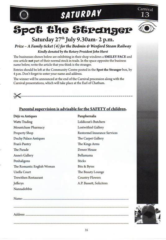 2013 Lostwithiel Carnival Programme Page 35